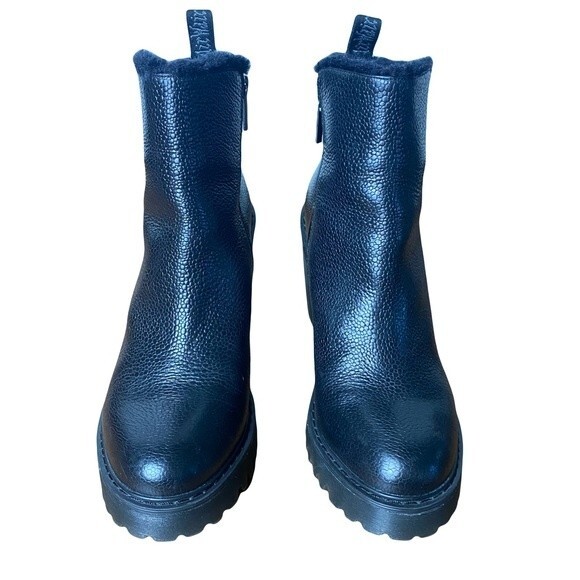 Dr. Martens Magdalena Black Heeled Boot Fleece Lined Zipper Chunky Heel Size 11 - Picture 4 of 16